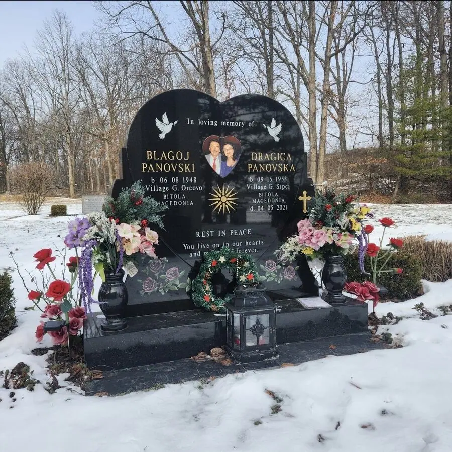 Custom Heart Granite memorial in Black Ultimate, by Stoltz Memorials