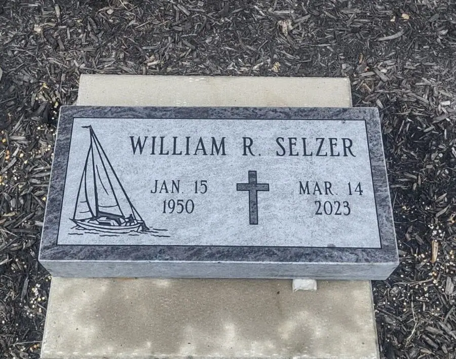 Rectangular Granite memorial in Bahama Blue, by Stoltz Memorials