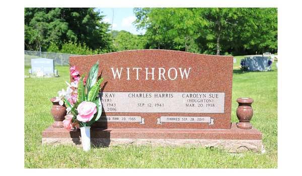 Installed India Red granite double upright headstone