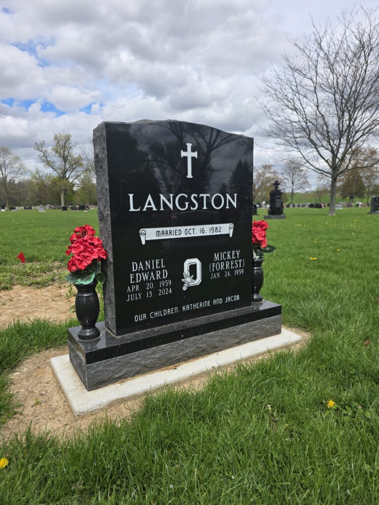 Companion upright granite monument with dual engraved panels, offering a timeless tribute to two cherished lives remembered together.