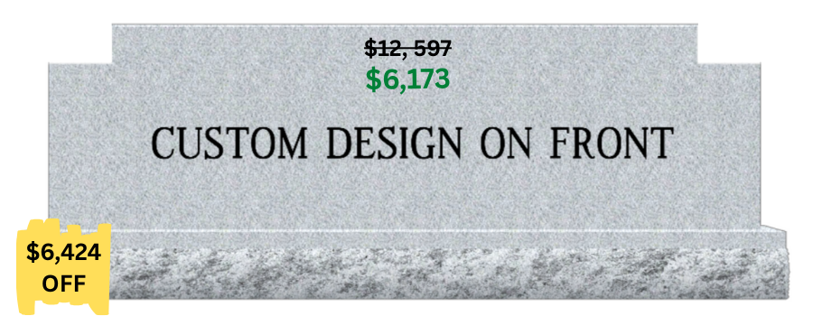 A massive 8-foot steeled grey granite family estate monument, currently in-stock and discounted for immediate custom engraving.