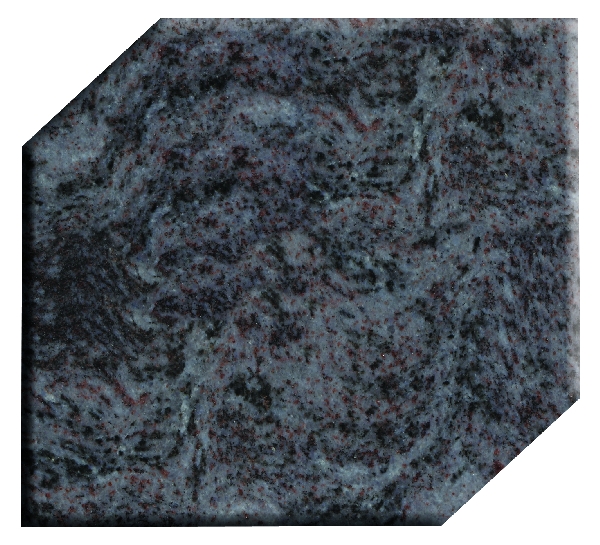 A sample of Bahama Blue granite, a vibrant and unique stone color option for custom headstones crafted by Stoltz Memorials in Barton, Ohio.