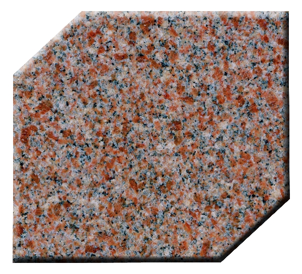 A sample of Mountain Rose granite, a warm and distinctive stone color option for custom headstones crafted by Stoltz Memorials in Bannock, Ohio.
